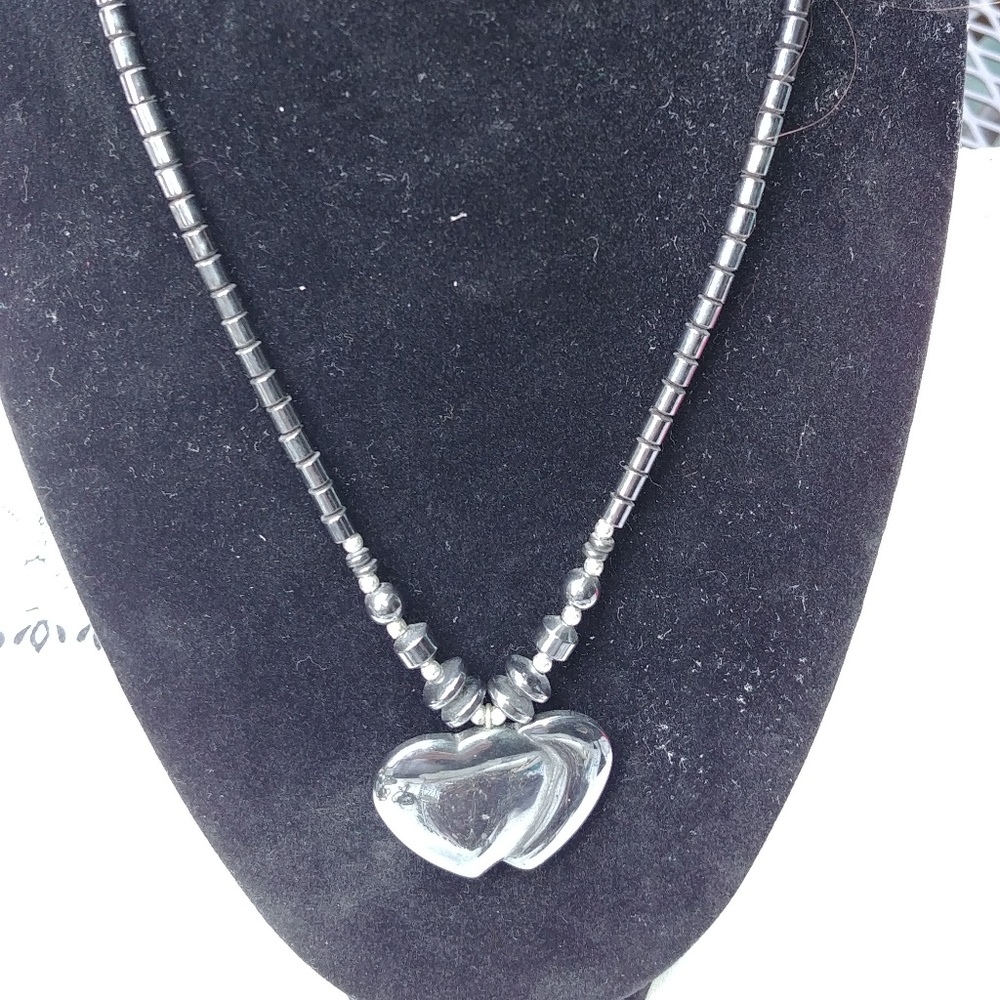Hematite heart necklace